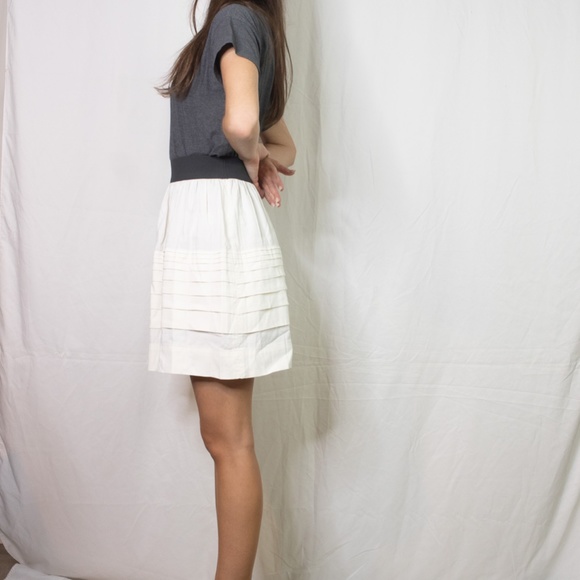 THEORY white tier ruffle elastic waist skirt P/TP - Picture 2 of 8